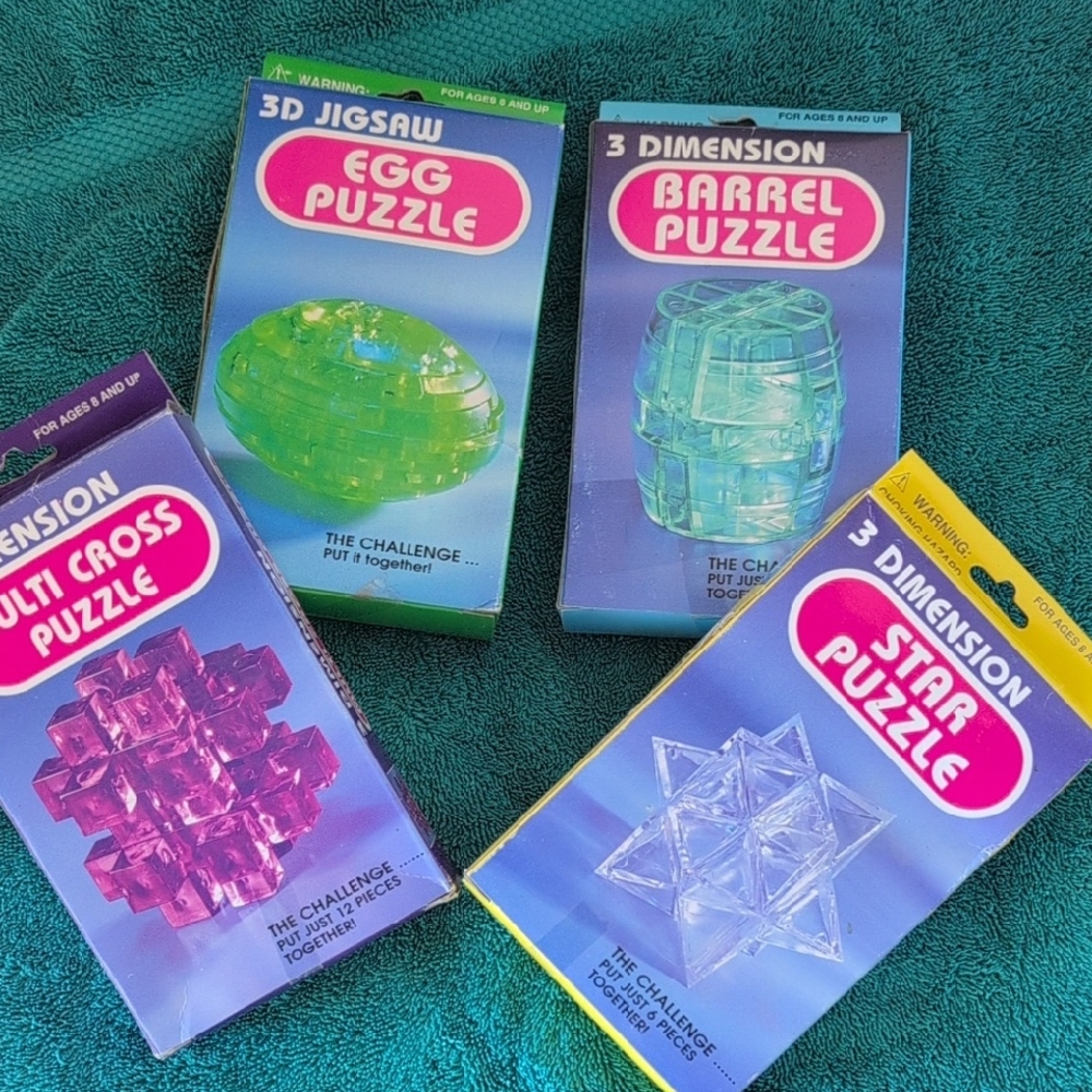 Lot of 4 Educational Toys 3D Jigsaw Puzzle Sets - Barrel, Star, Egg, Fractured